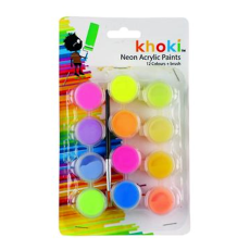 Acrylic Neon Paint Set - 12 Colours + Brush